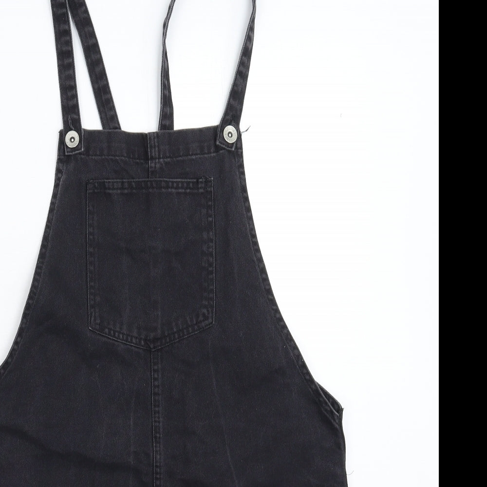New Look Womens Black  Denim Pinafore/Dungaree Dress  Size 12