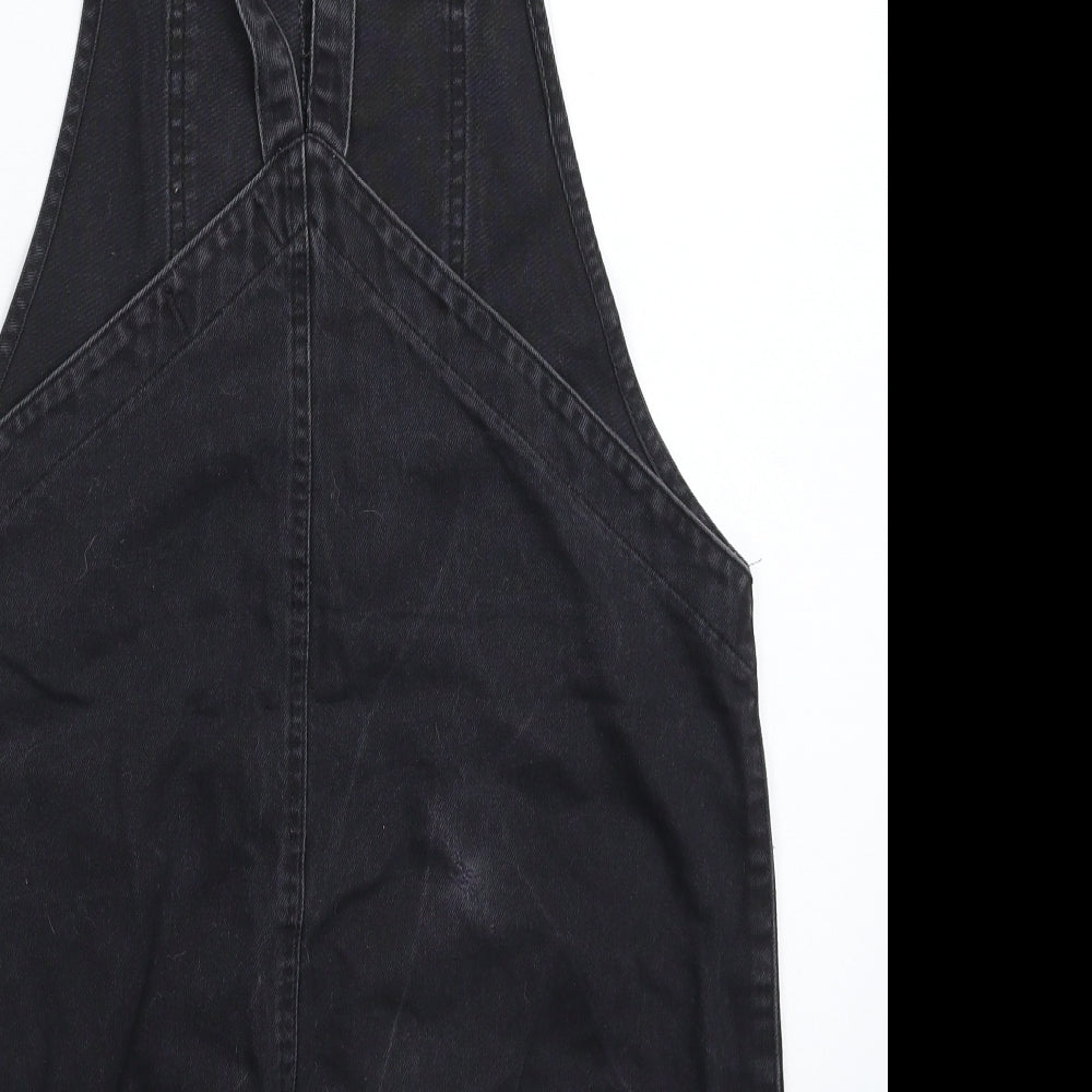 New Look Womens Black  Denim Pinafore/Dungaree Dress  Size 12
