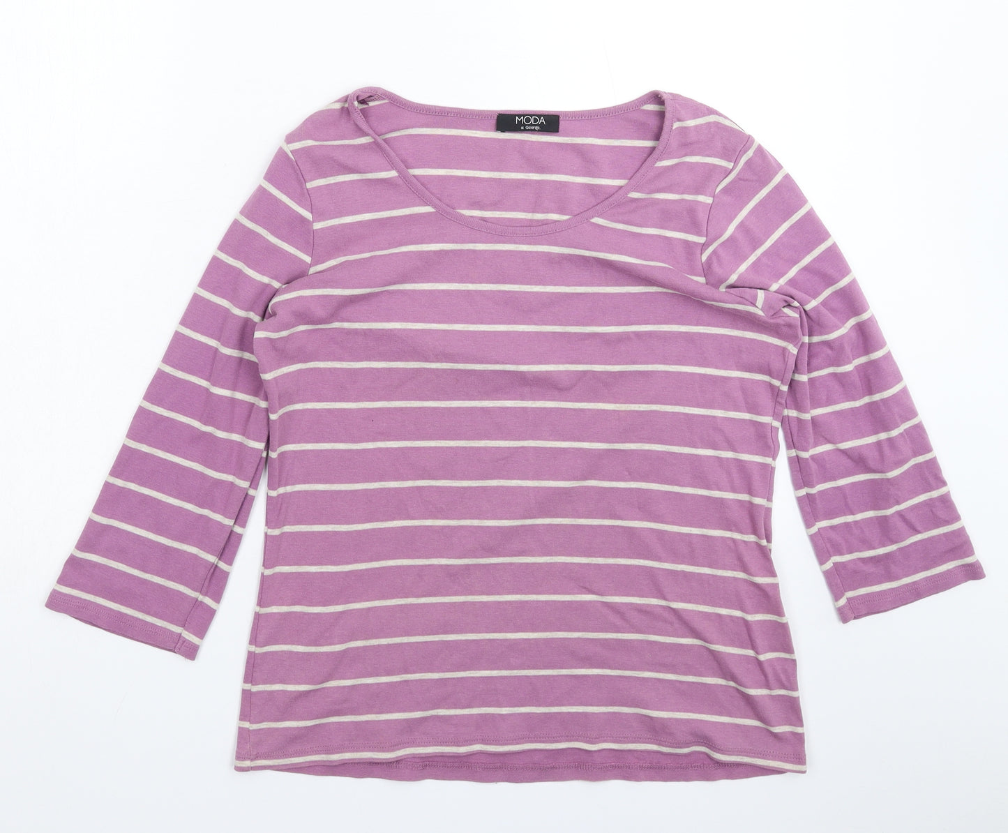George Womens Purple Striped  Basic T-Shirt Size 16