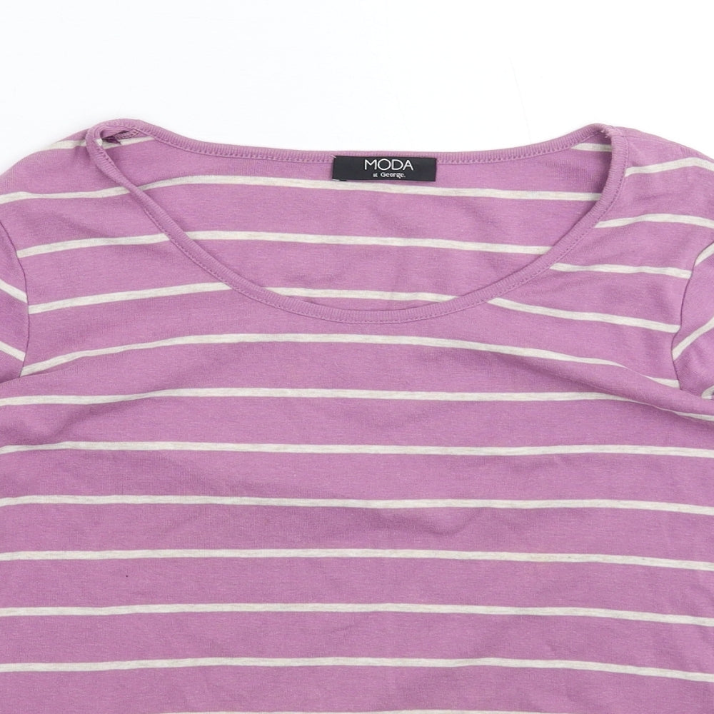 George Womens Purple Striped  Basic T-Shirt Size 16