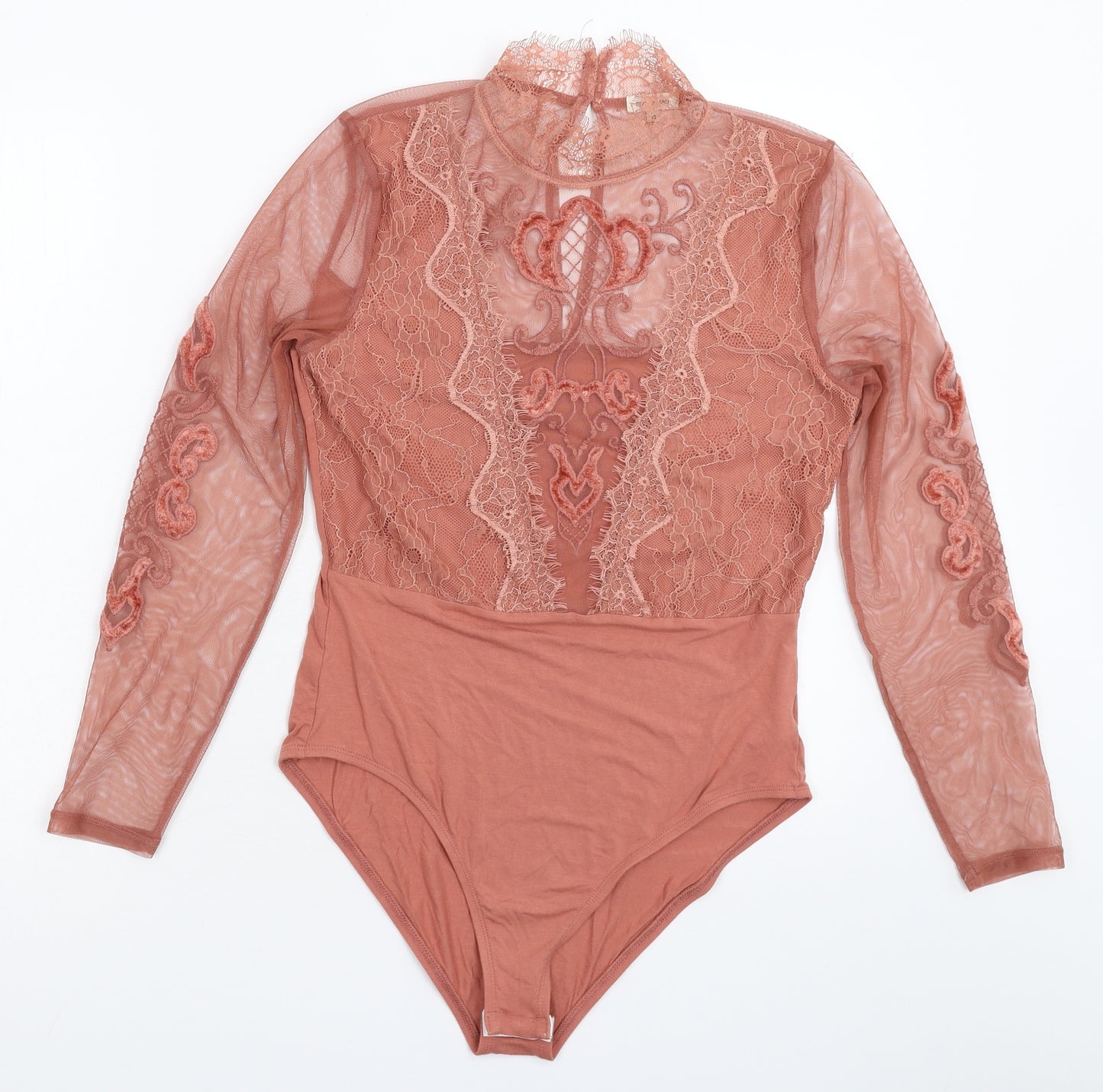 River Island Womens Pink  Lace Bodysuit One-Piece Size 12