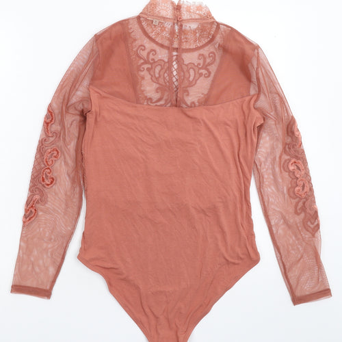 River Island Womens Pink  Lace Bodysuit One-Piece Size 12