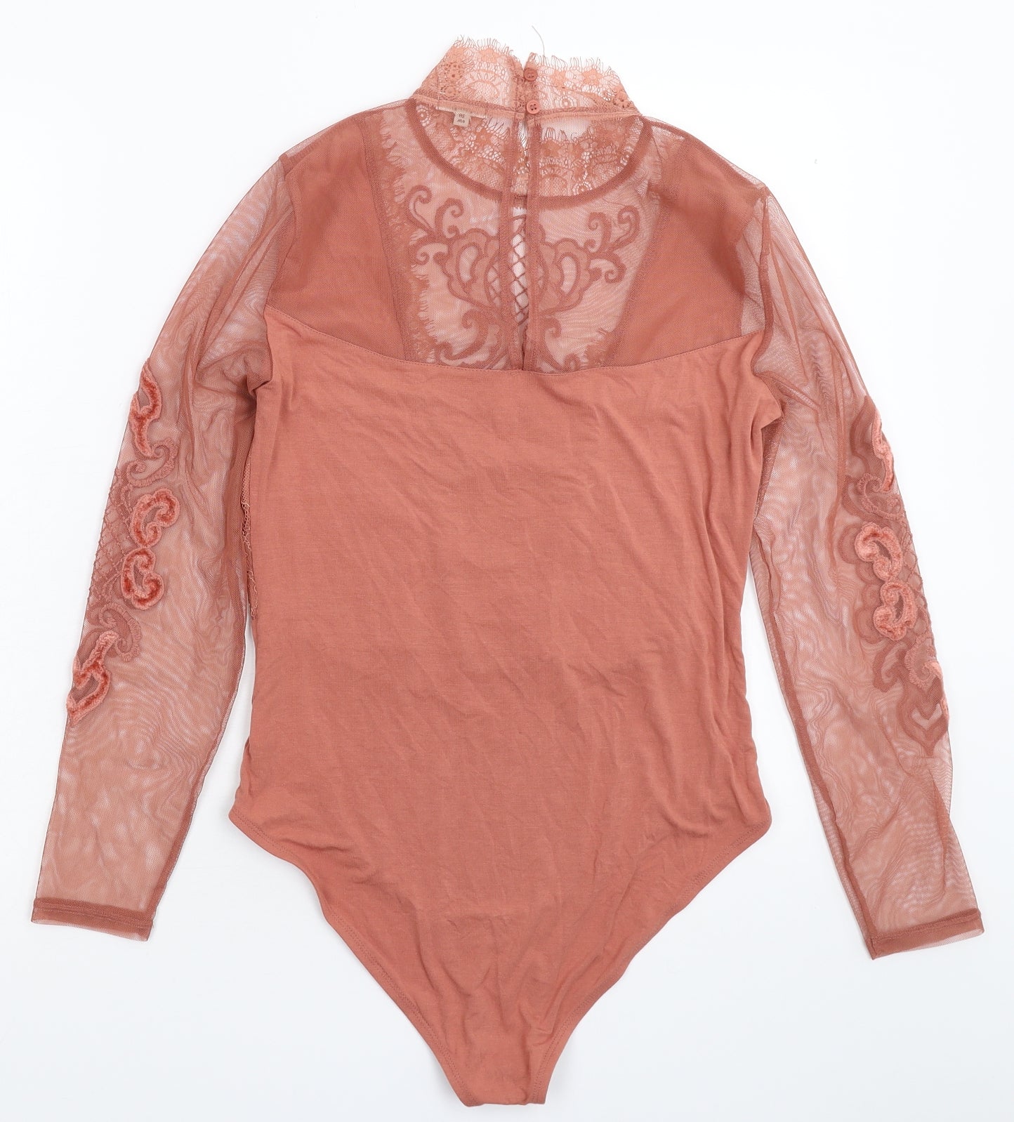 River Island Womens Pink  Lace Bodysuit One-Piece Size 12