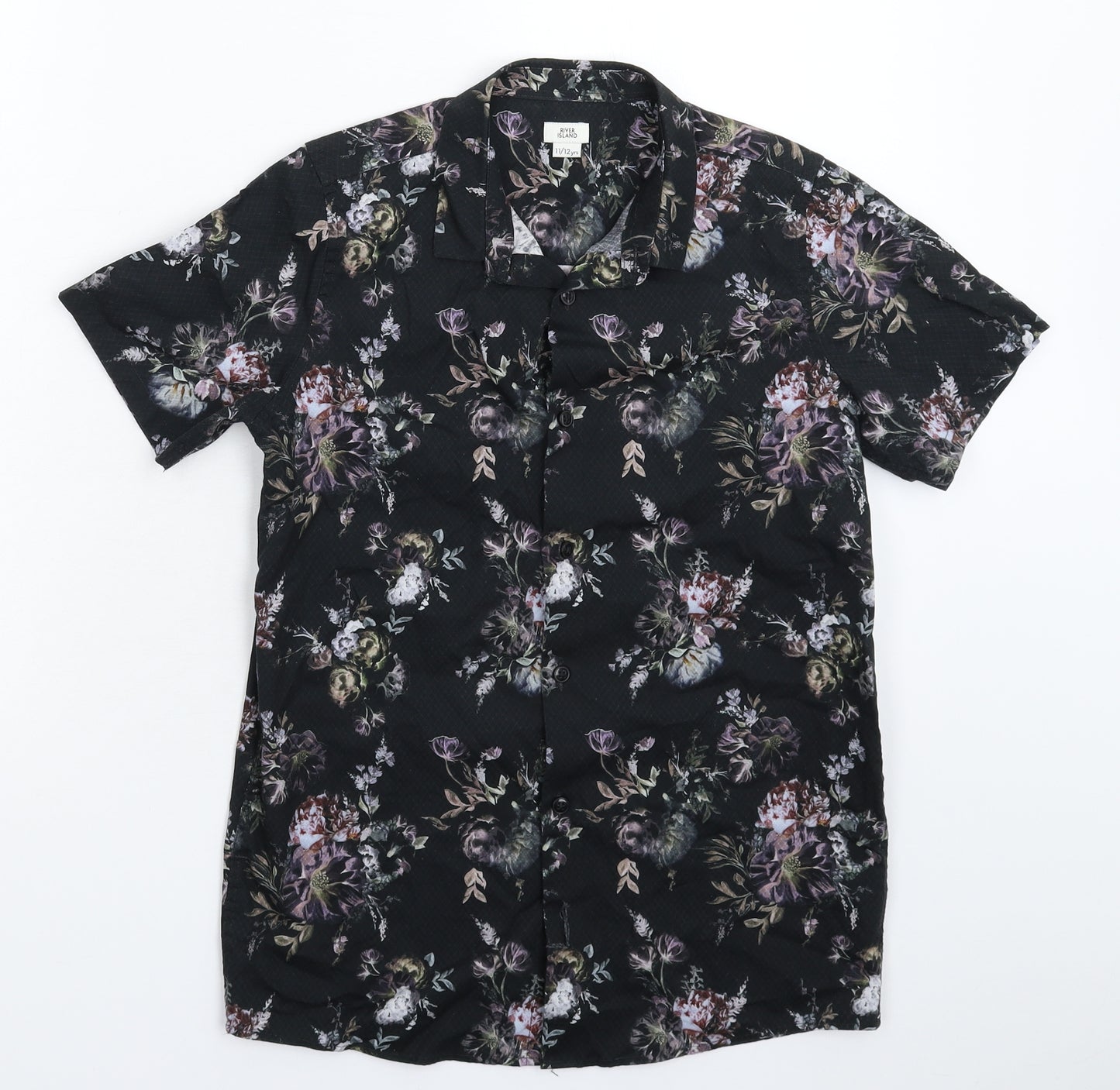 River Island Boys Black Floral  Basic Button-Up Size 11-12 Years