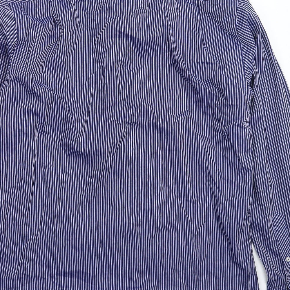 Jeff Banks Mens Blue Striped   Dress Shirt Size 15.5