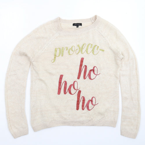 New Look Womens Beige  Knit Pullover Jumper Size 12  - Christmas