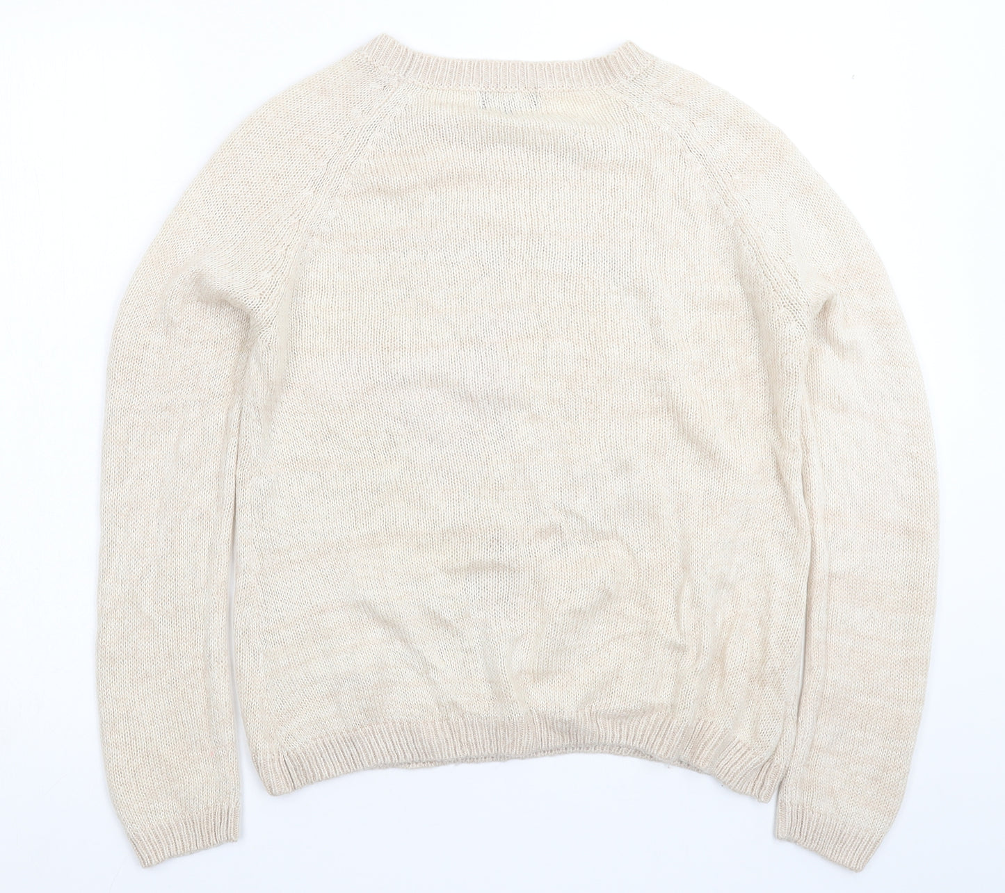 New Look Womens Beige  Knit Pullover Jumper Size 12  - Christmas