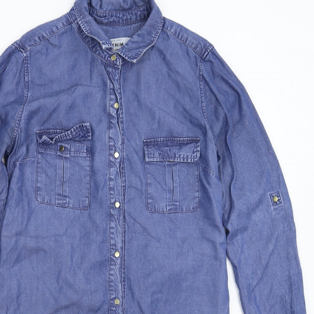 New Look Womens Blue  Denim Shirt Dress  Size 14