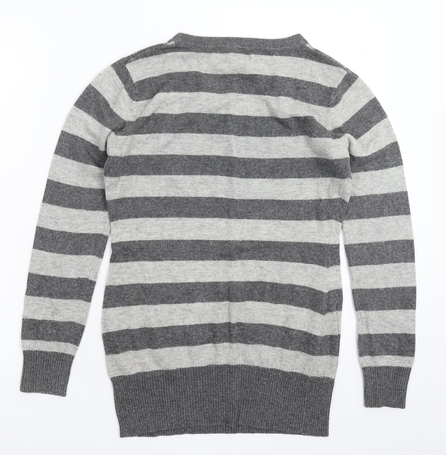 Lipsy Womens Grey Striped Knit Pullover Jumper Size 14