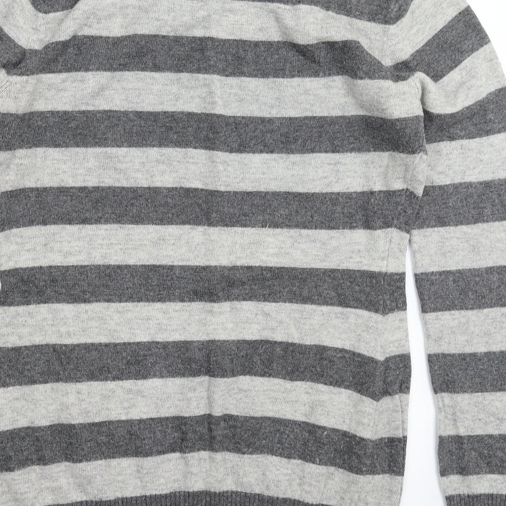Lipsy Womens Grey Striped Knit Pullover Jumper Size 14
