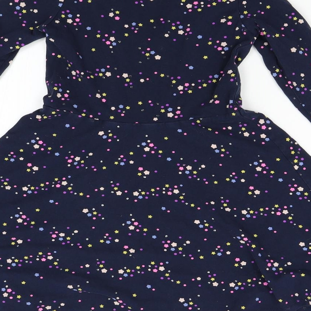 H&M Girls Blue Geometric  Fit & Flare  Size 6-7 Years