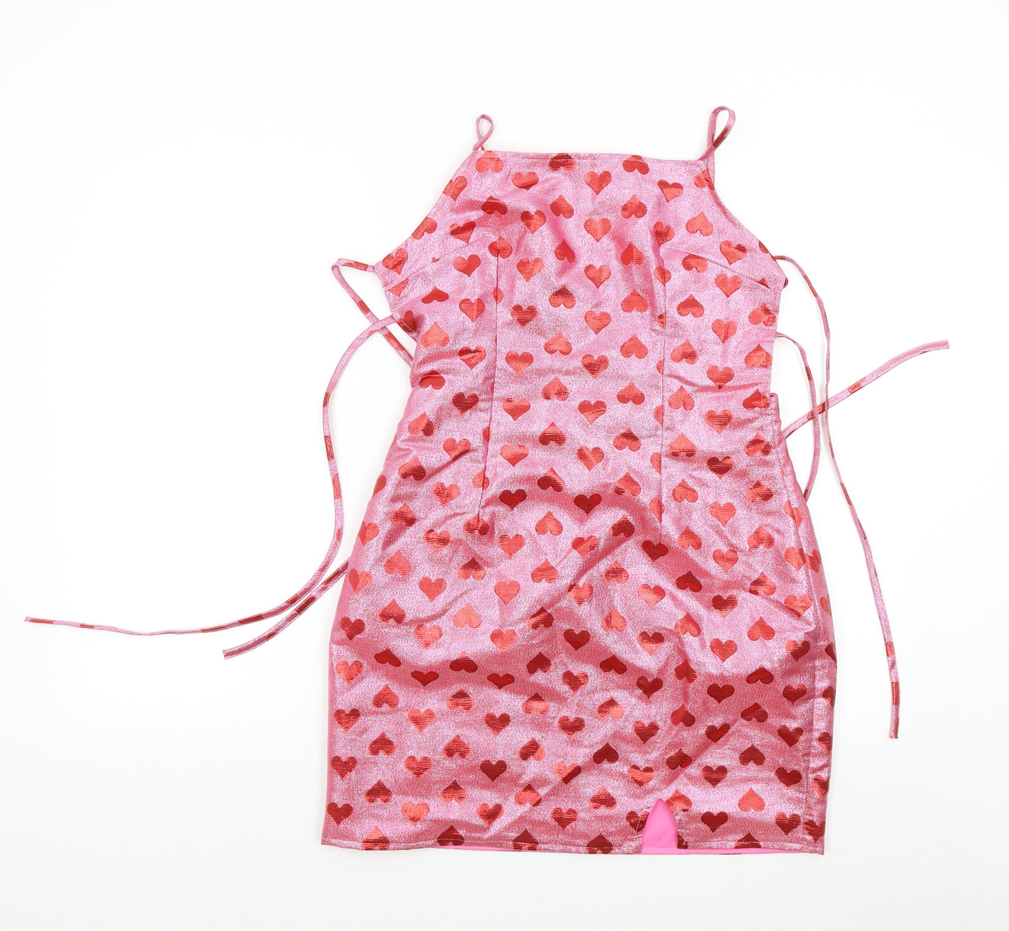 Pretty Little Thing Womens Pink   Bodycon  Size 10  - Hearts