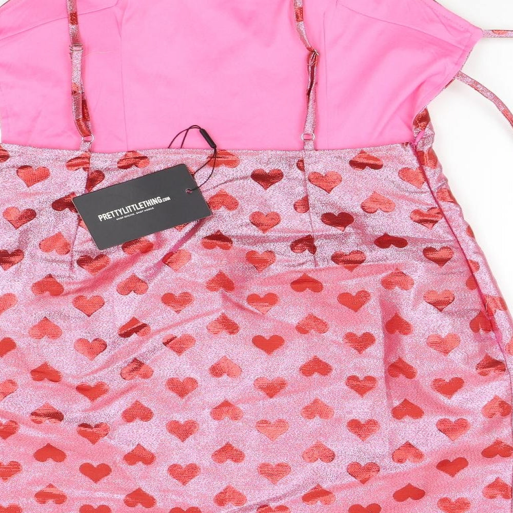 Pretty Little Thing Womens Pink   Bodycon  Size 10  - Hearts