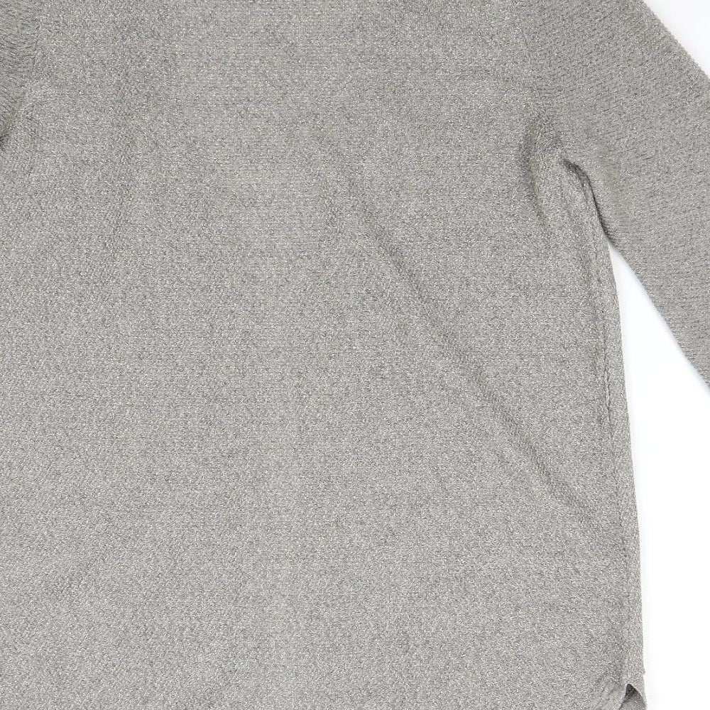 Massimo Dutti Womens Grey  Knit Cardigan Jumper Size M