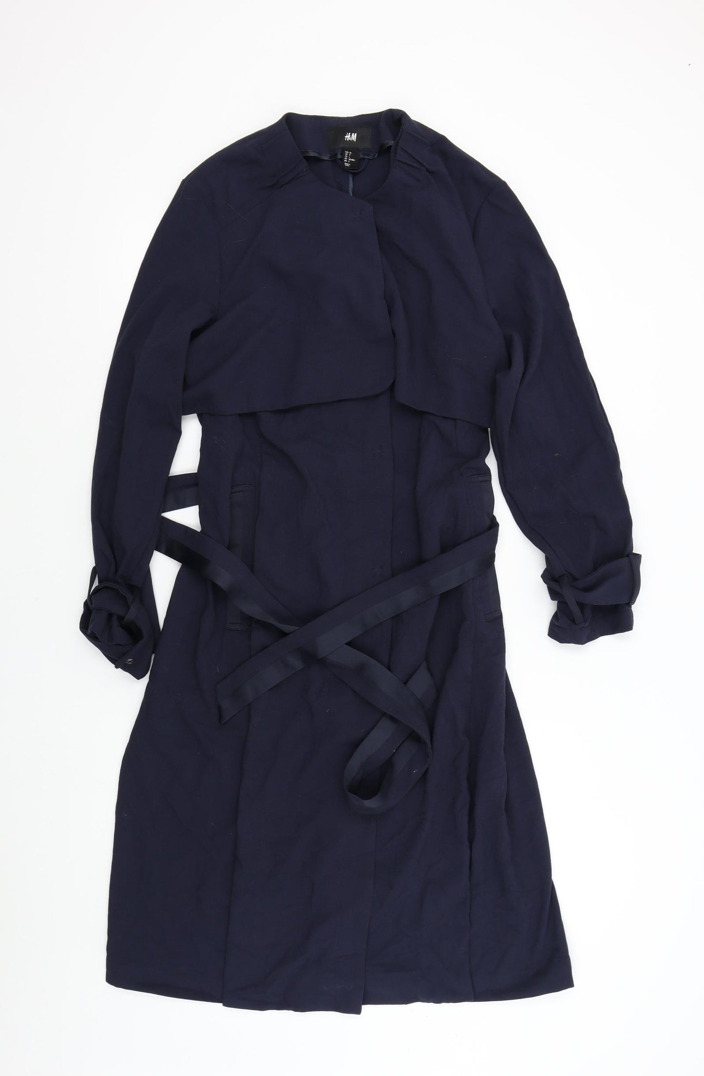 H&M Womens Blue   Overcoat Coat Size 10