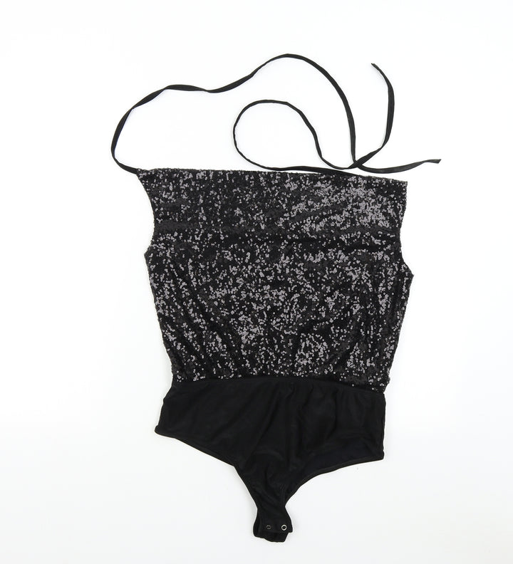 Missguided Womens Black Bodysuit One-Piece Size 12