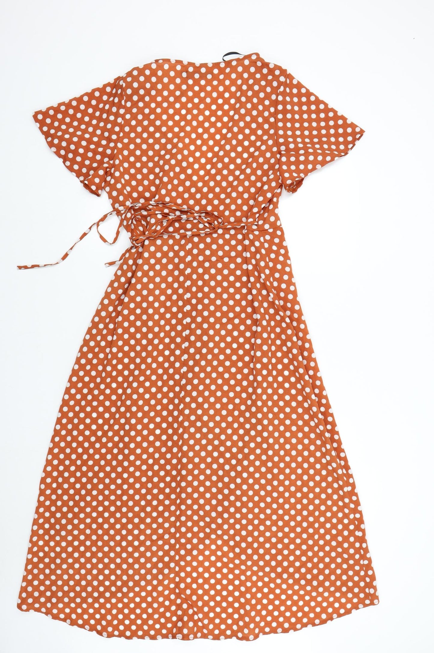 Missguided Womens Orange Polka Dot  Wrap Dress  Size 8