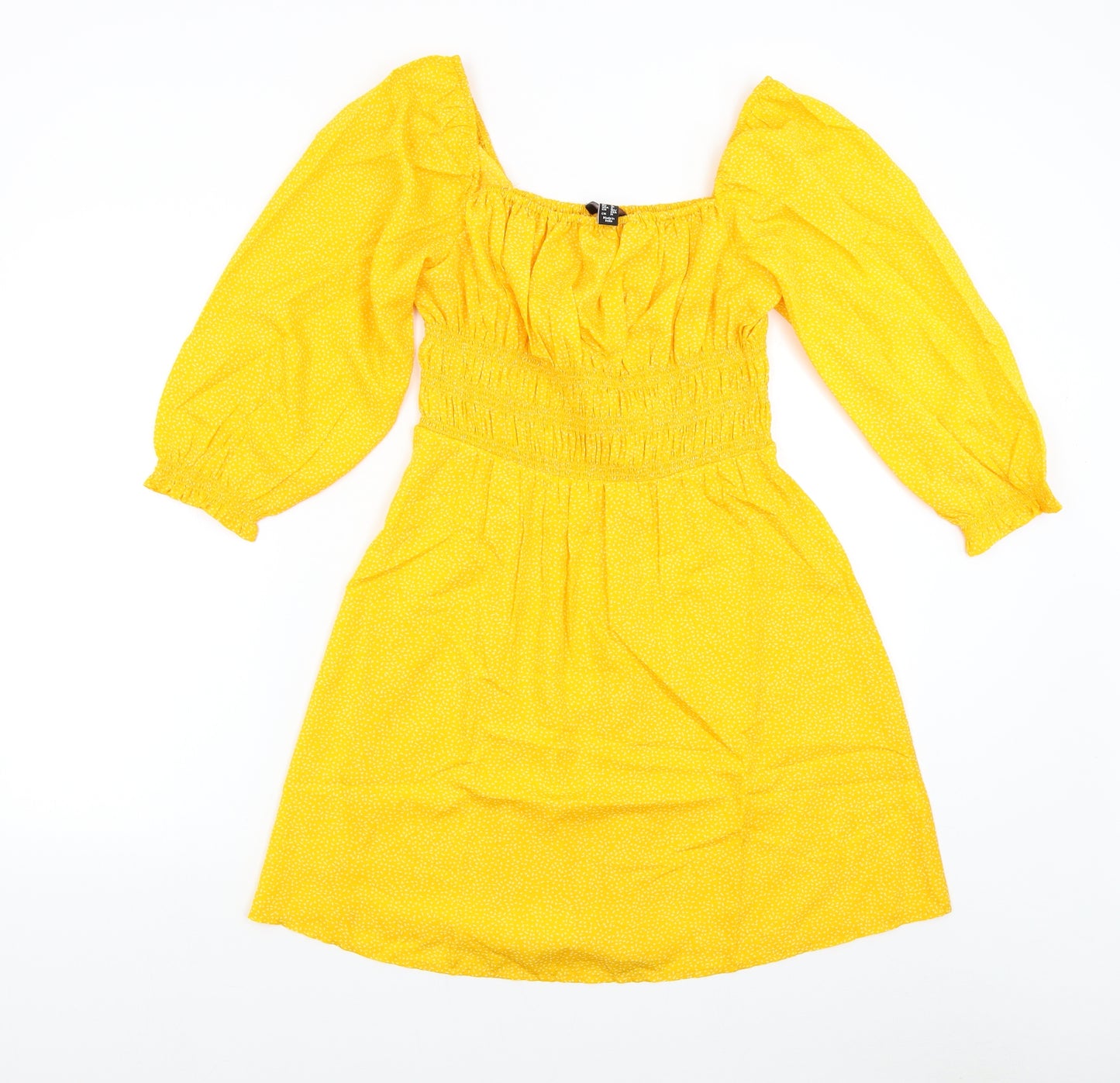 New Look Womens Yellow Geometric  Fit & Flare  Size 8