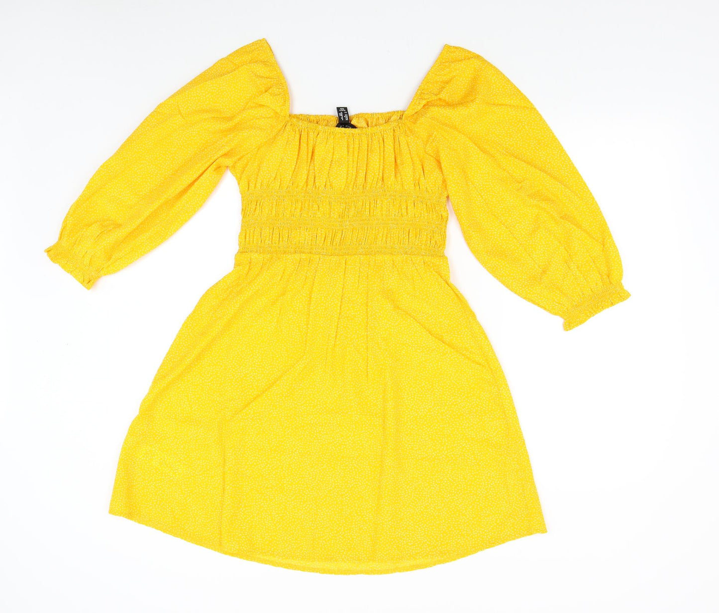 New Look Womens Yellow Geometric  Fit & Flare  Size 8