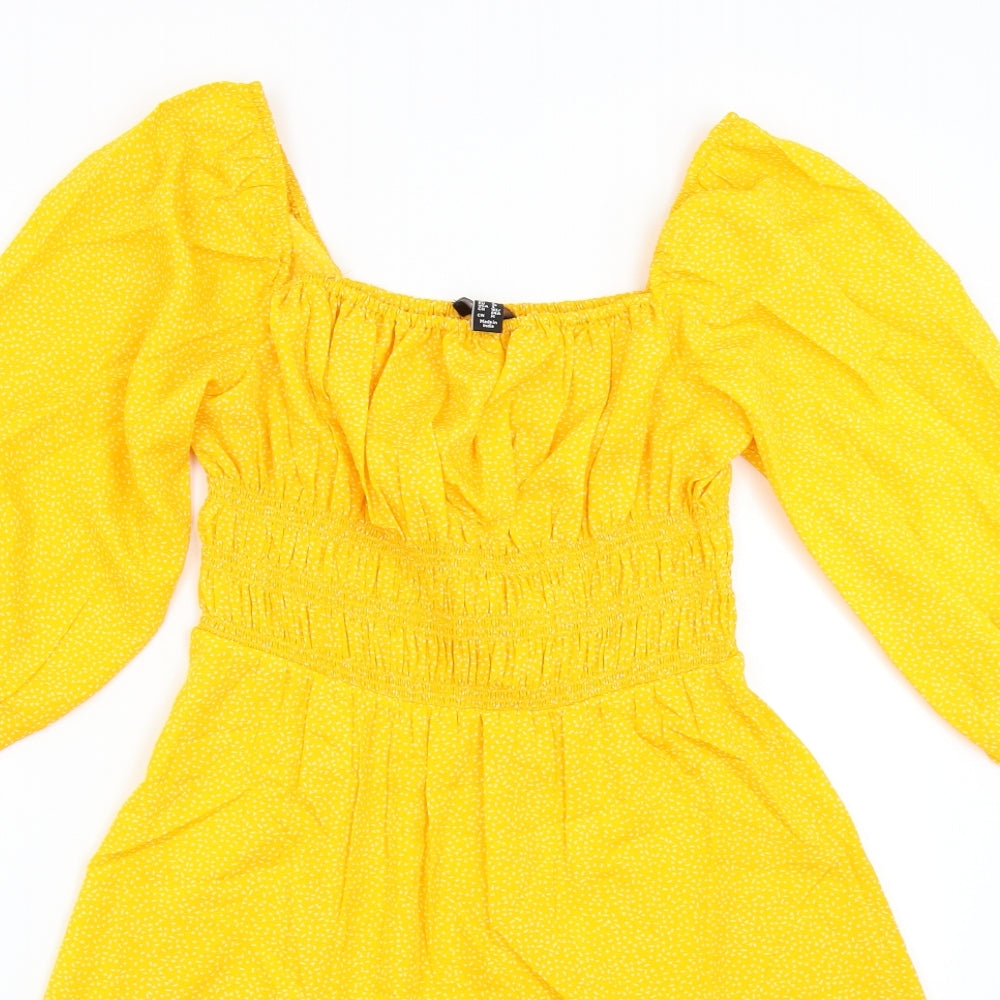 New Look Womens Yellow Geometric  Fit & Flare  Size 8