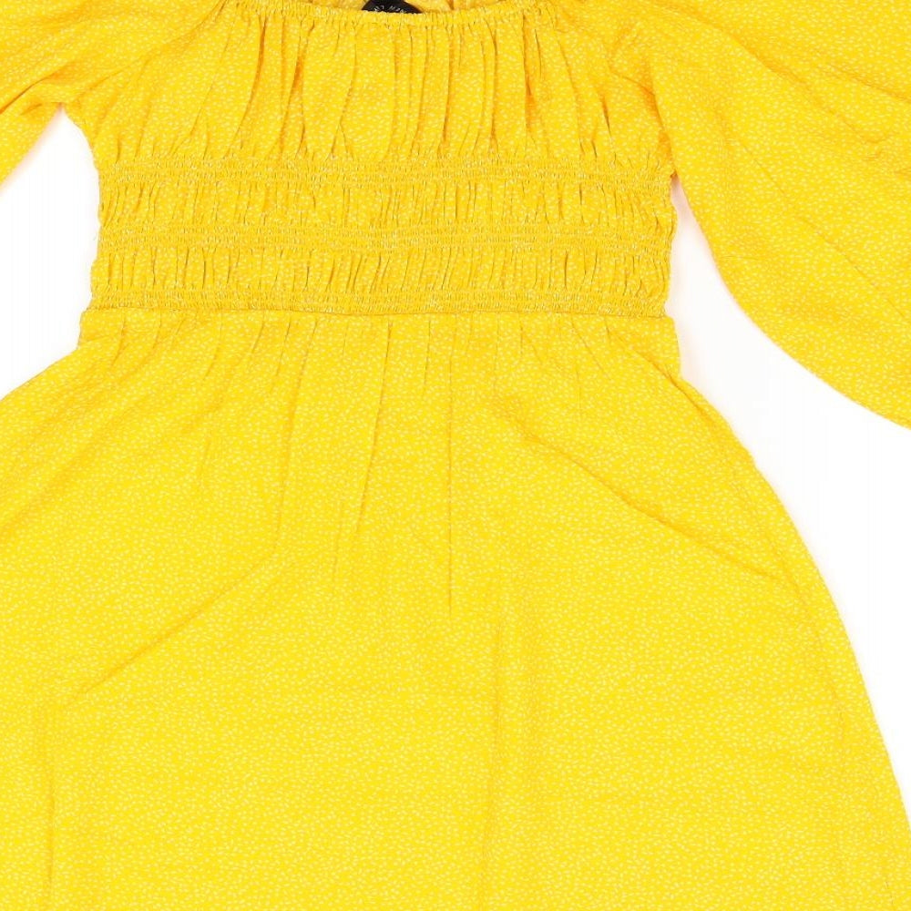 New Look Womens Yellow Geometric  Fit & Flare  Size 8