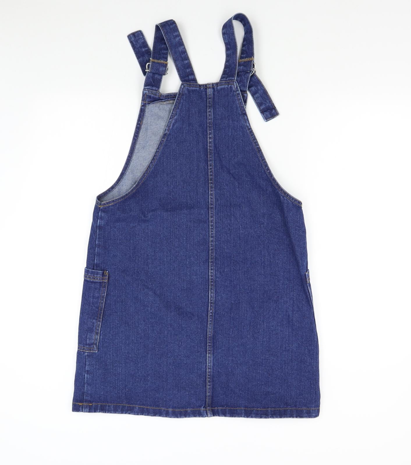 Primark Womens Blue  Denim Pinafore/Dungaree Dress  Size 12