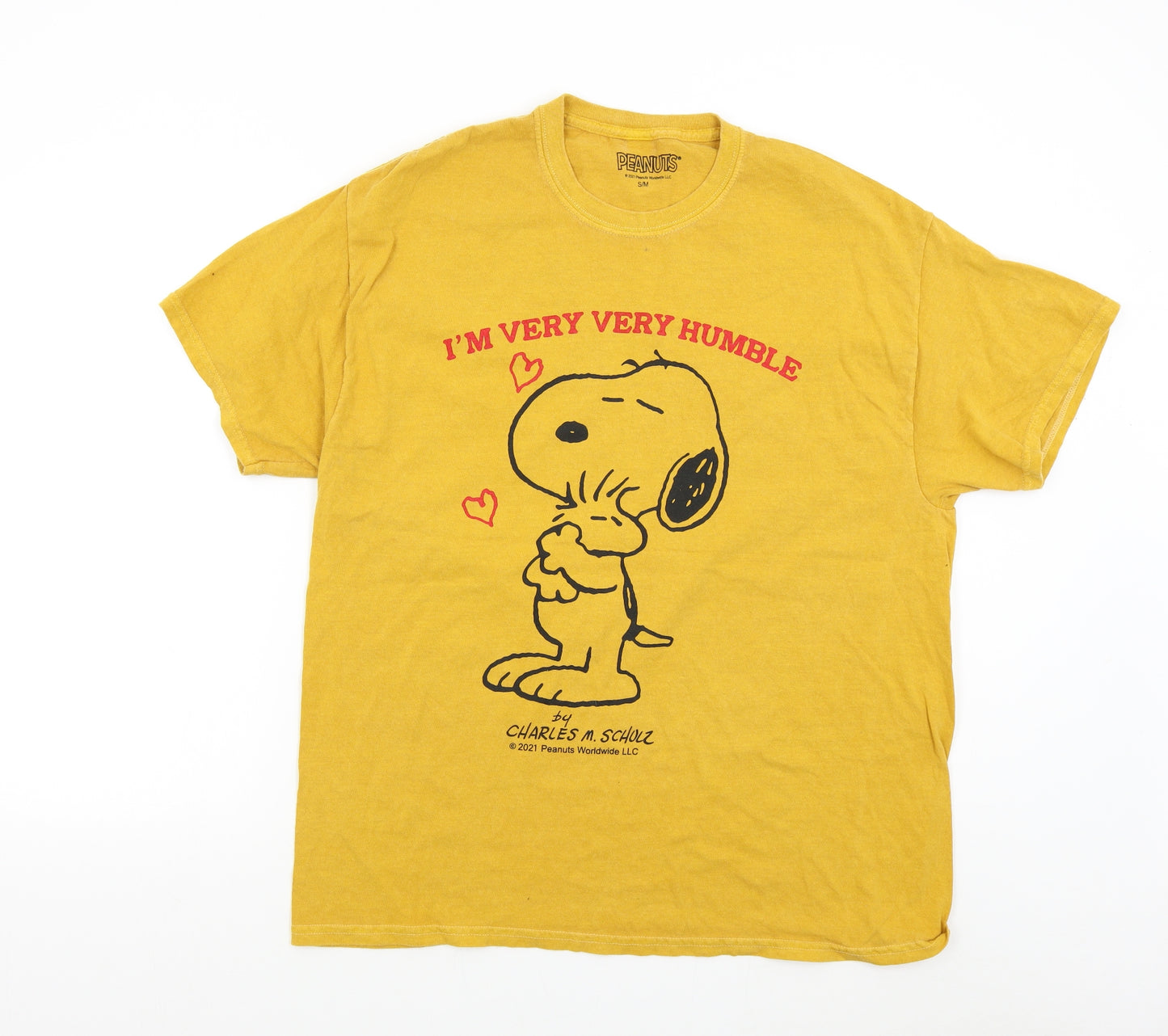 Peanuts Womens Yellow   Basic T-Shirt Size M  - Snoopy