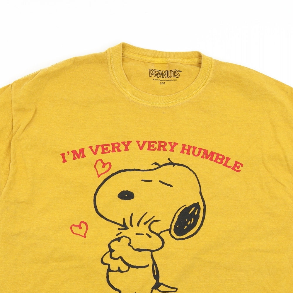 Peanuts Womens Yellow   Basic T-Shirt Size M  - Snoopy