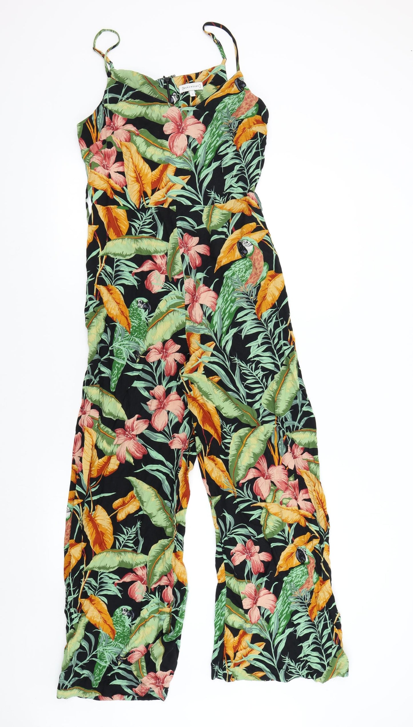 Warehouse Womens Multicoloured Floral  Jumpsuit One-Piece Size 8
