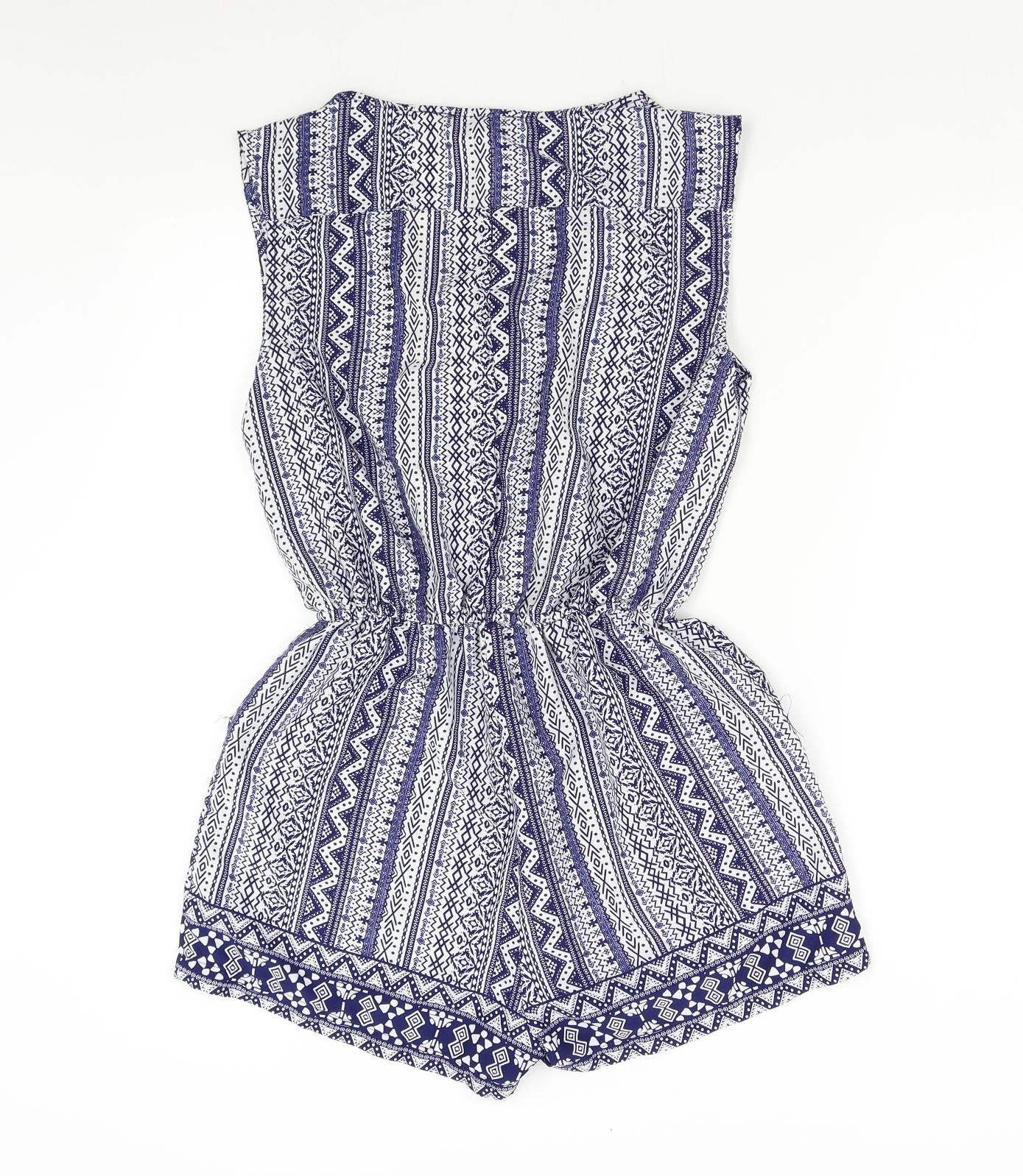 Primark Womens Blue Geometric  Jumpsuit One-Piece Size 12