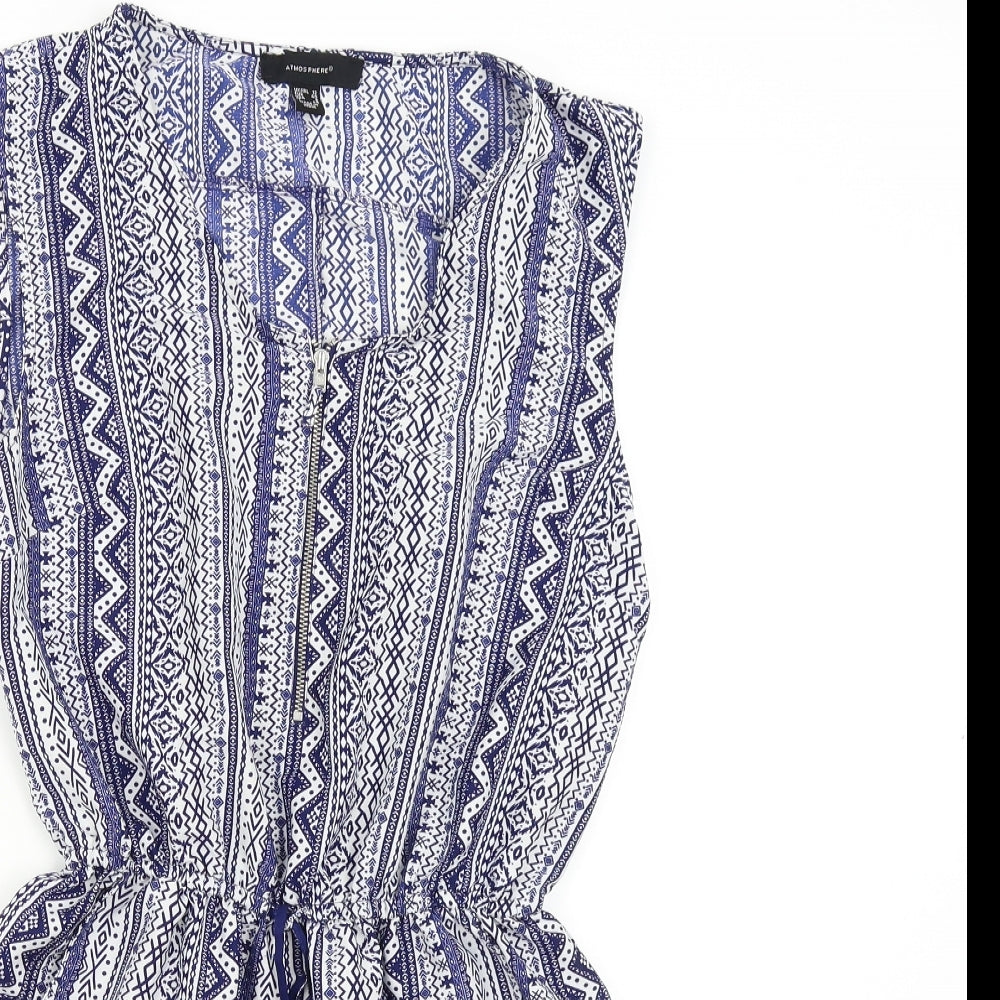 Primark Womens Blue Geometric  Jumpsuit One-Piece Size 12