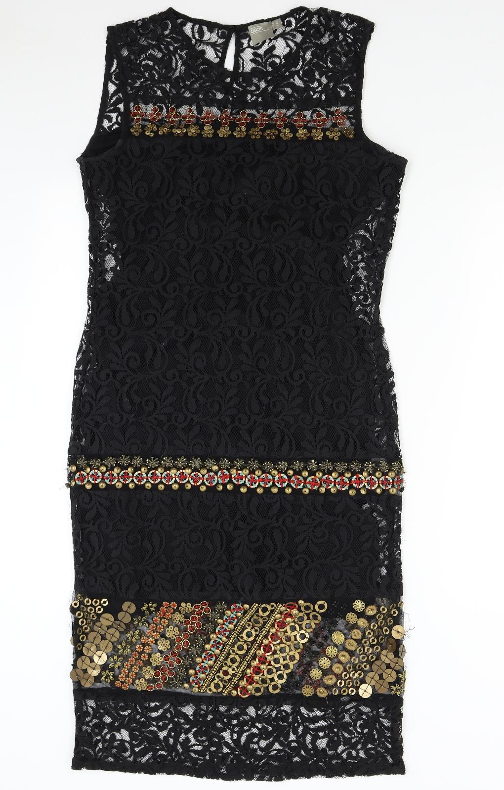 ASOS Womens Black   Pencil Dress  Size 10