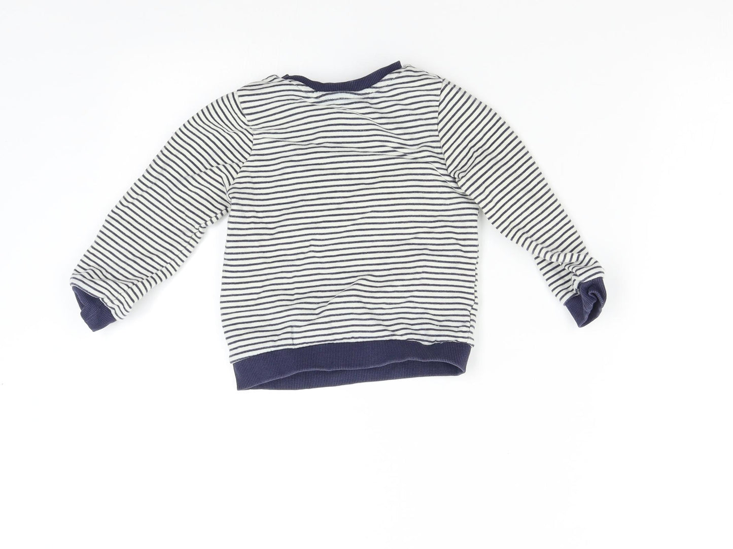 Primark Boys Multicoloured Striped  Pullover Sweatshirt Size 2-3 Years  - Happy