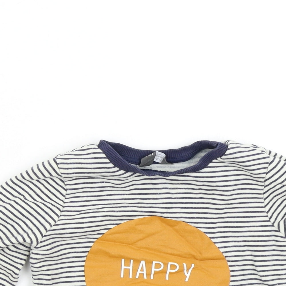Primark Boys Multicoloured Striped  Pullover Sweatshirt Size 2-3 Years  - Happy