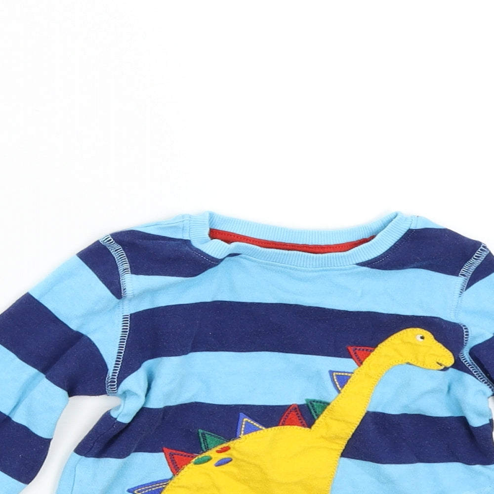 NEXT Boys Blue Striped  Basic T-Shirt Size 2-3 Years  - Dinosaur
