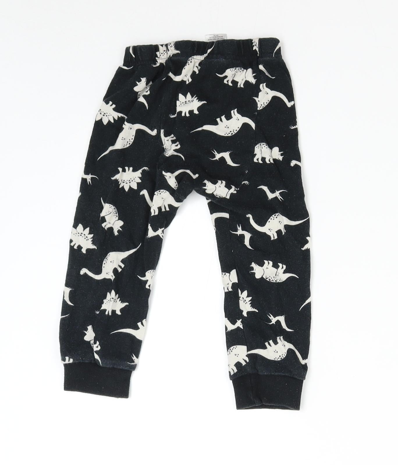Matalan Boys Black   Sweatpants Trousers Size 2-3 Years - Dinosaurs