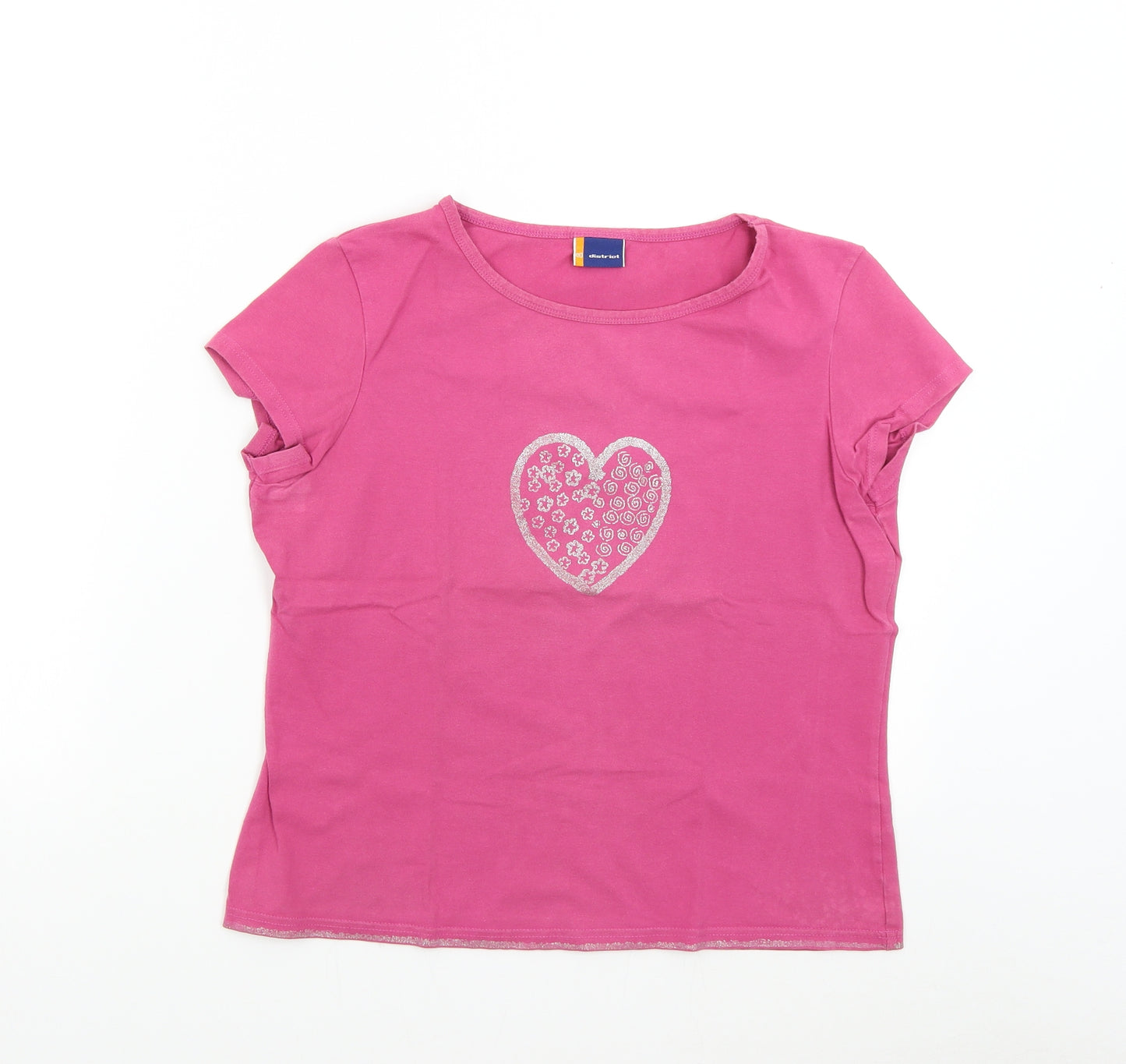District Womens Pink   Basic T-Shirt Size 16  - Heart