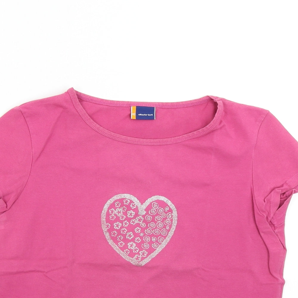 District Womens Pink   Basic T-Shirt Size 16  - Heart
