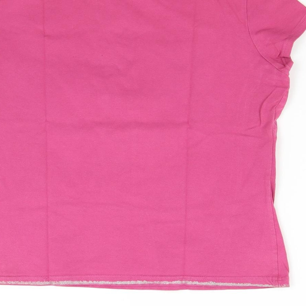 District Womens Pink   Basic T-Shirt Size 16  - Heart
