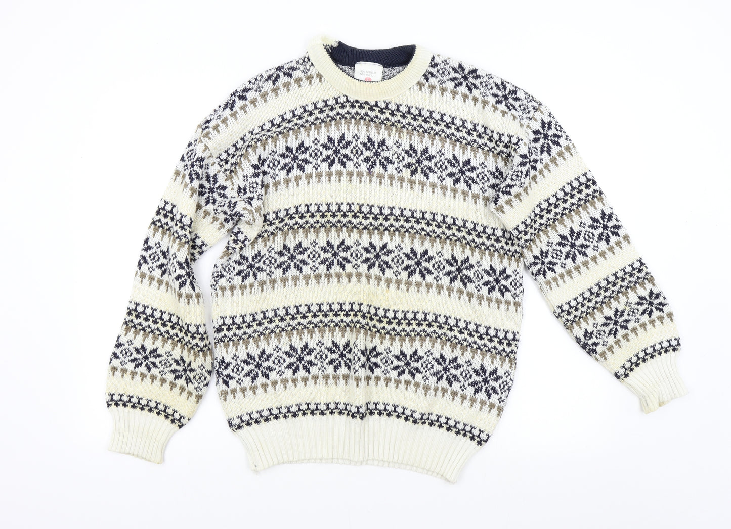Preworn Mens Multicoloured Geometric Knit Pullover Jumper Size L