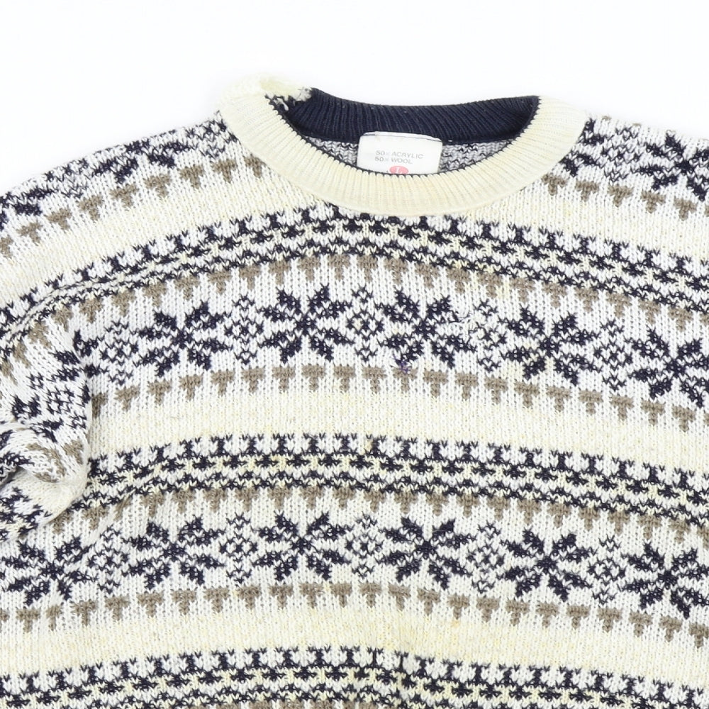 Preworn Mens Multicoloured Geometric Knit Pullover Jumper Size L