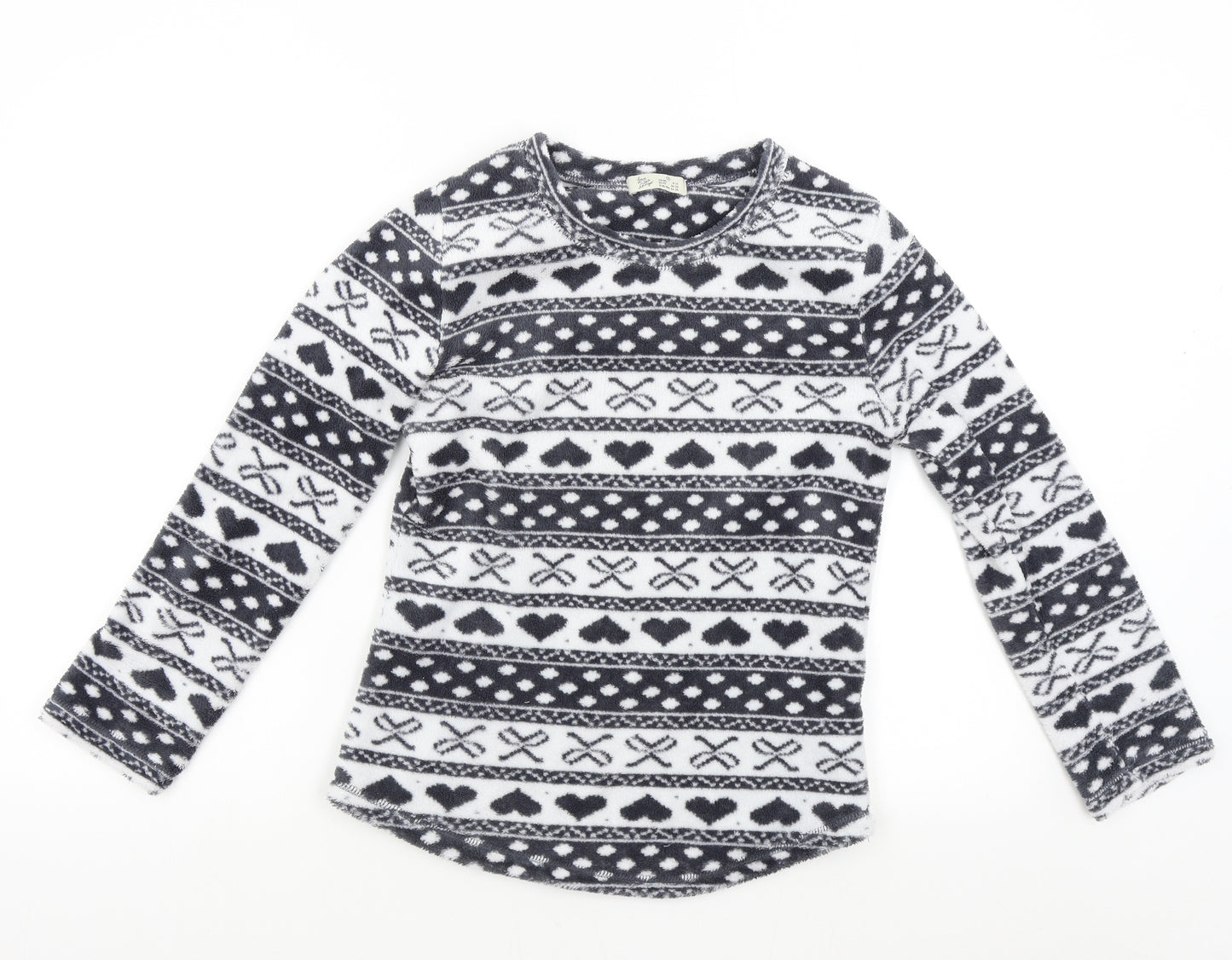 Primark Womens Multicoloured Geometric Fleece Top Pyjama Top Size 8