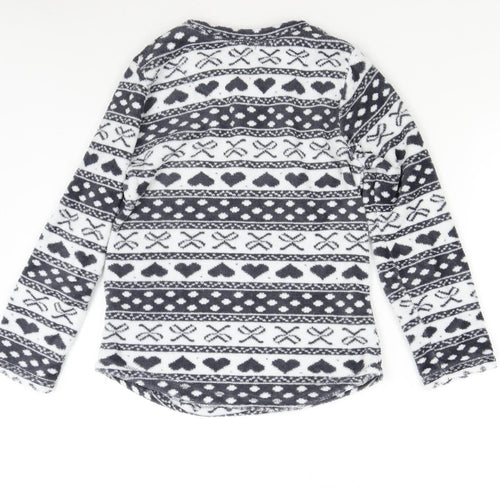 Primark Womens Multicoloured Geometric Fleece Top Pyjama Top Size 8