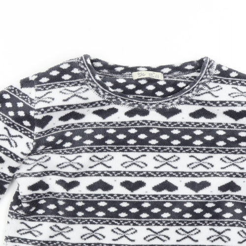 Primark Womens Multicoloured Geometric Fleece Top Pyjama Top Size 8