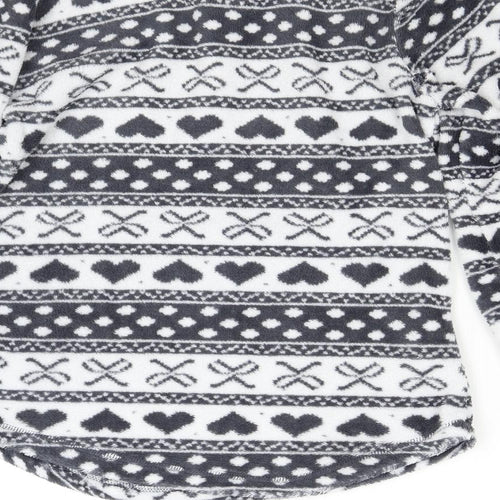 Primark Womens Multicoloured Geometric Fleece Top Pyjama Top Size 8