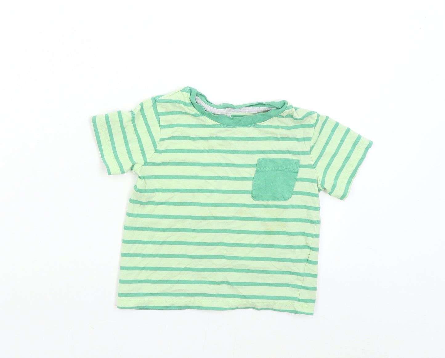 H&M Boys Green Striped  Basic T-Shirt Size 2-3 Years