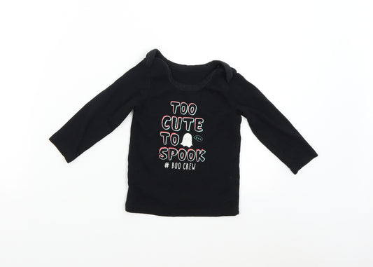 Front view of George Baby Black Basic T-Shirt, size 18-24, Months - Too Cute