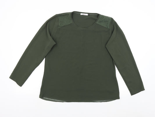 Front view of Malhas women’s green basic blouse, size XL