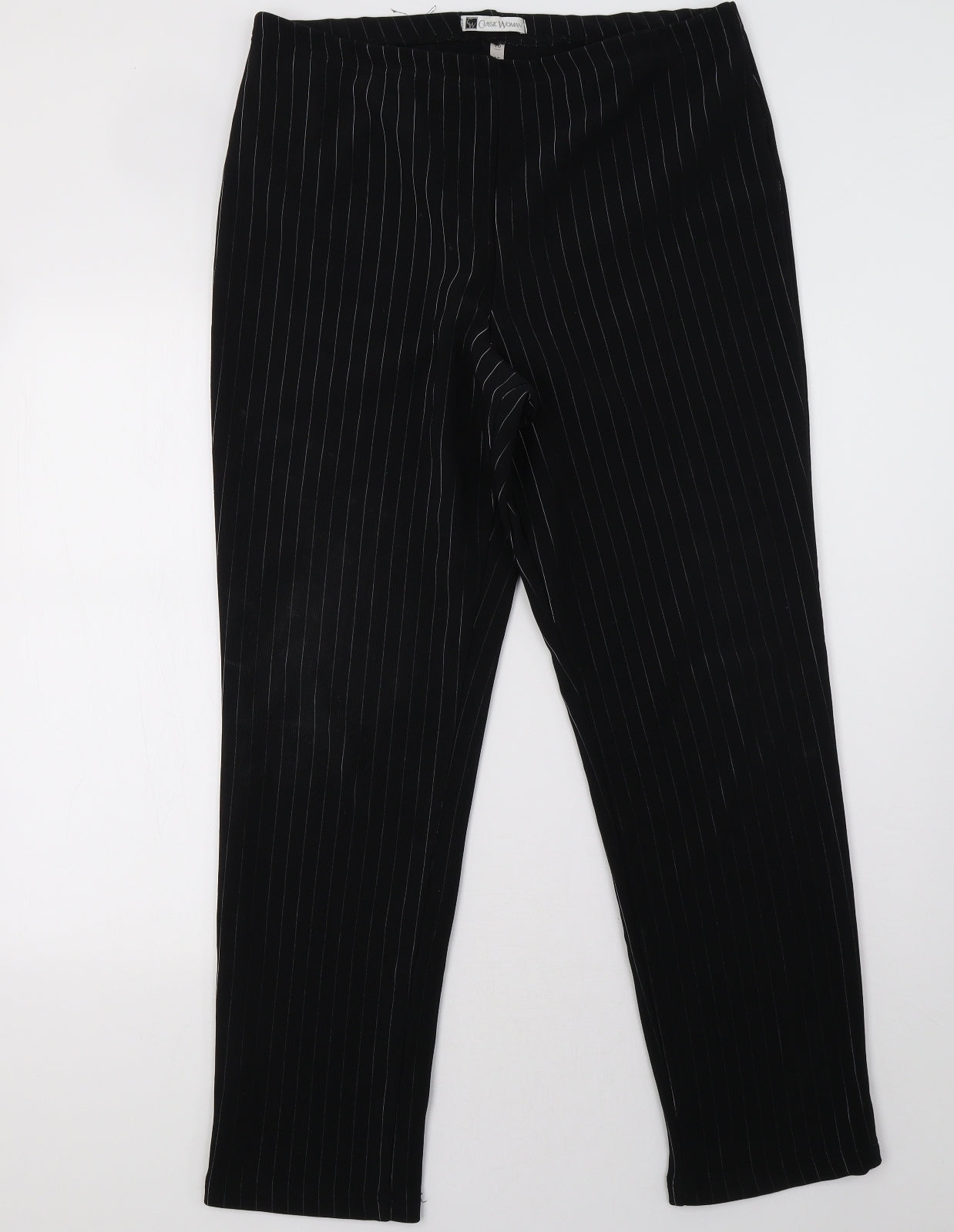 classice women Womens Black Striped  Trousers  Size 16 L32 in