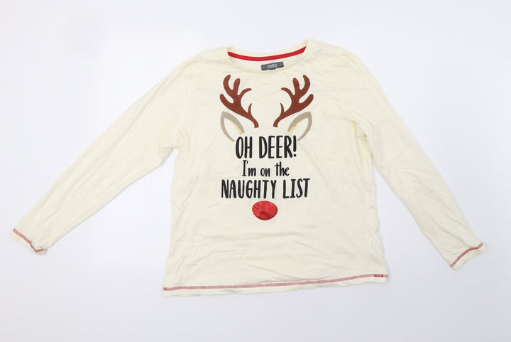 Studio Womens White Pyjama Top Size 14 - christmas